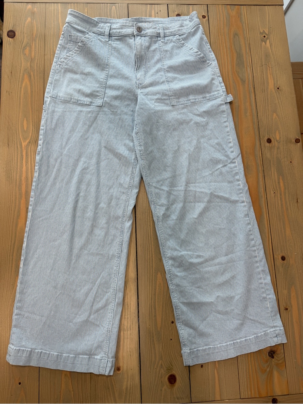 AE Light Blue Pin Stripe Wide Leg Pants